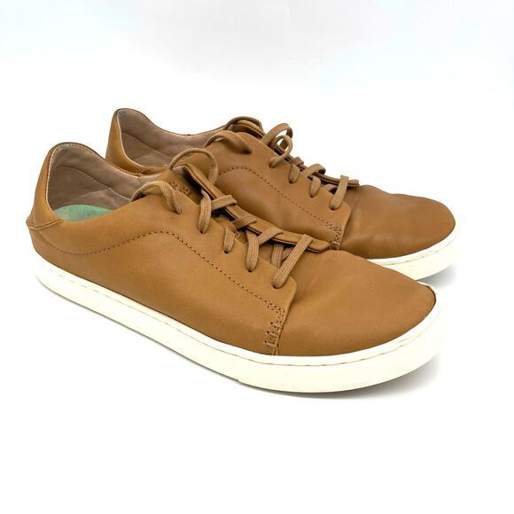 OluKai Pehuea Li Ili Women's Brown Leather Sneakers Size W10 - Picture 1 of 10